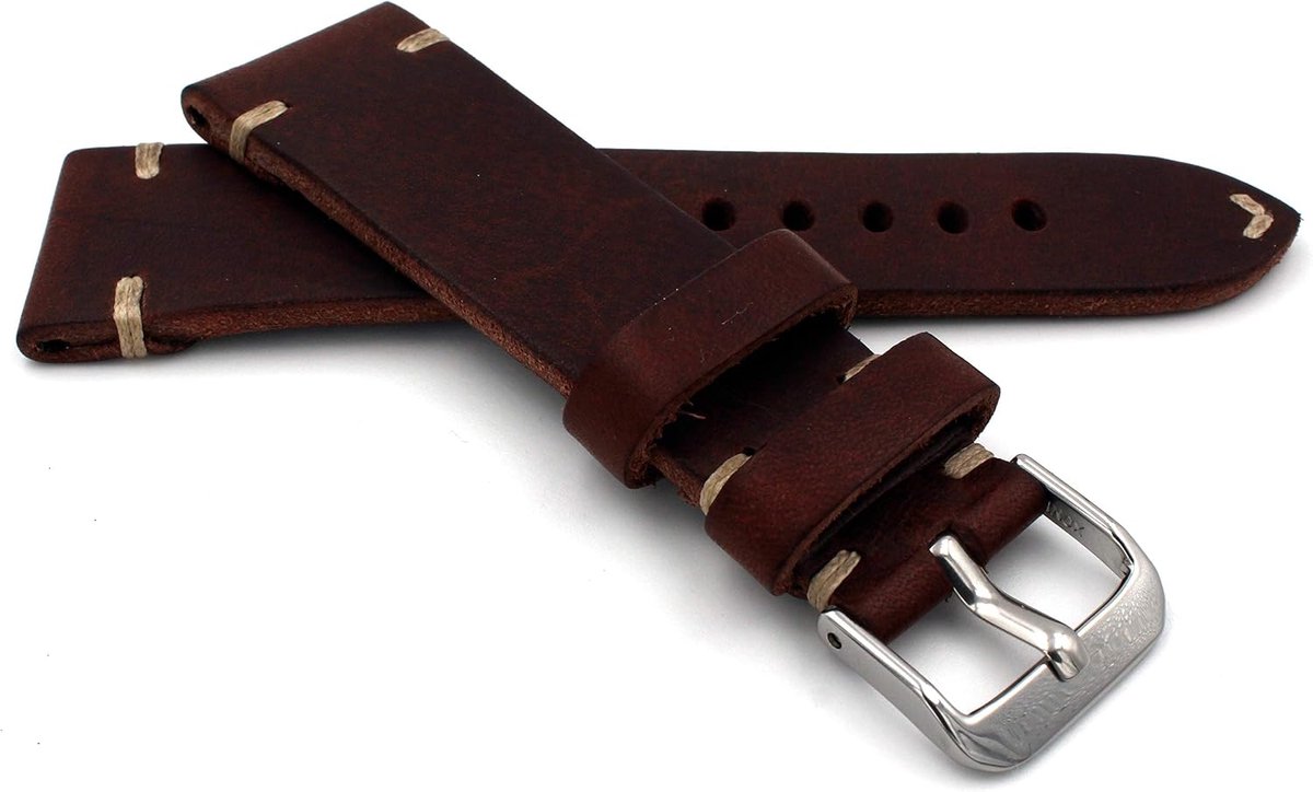 RIOS 1931 Men's Leather Strap Vintage 24mm Pilot Dark Brown - ShopVlot