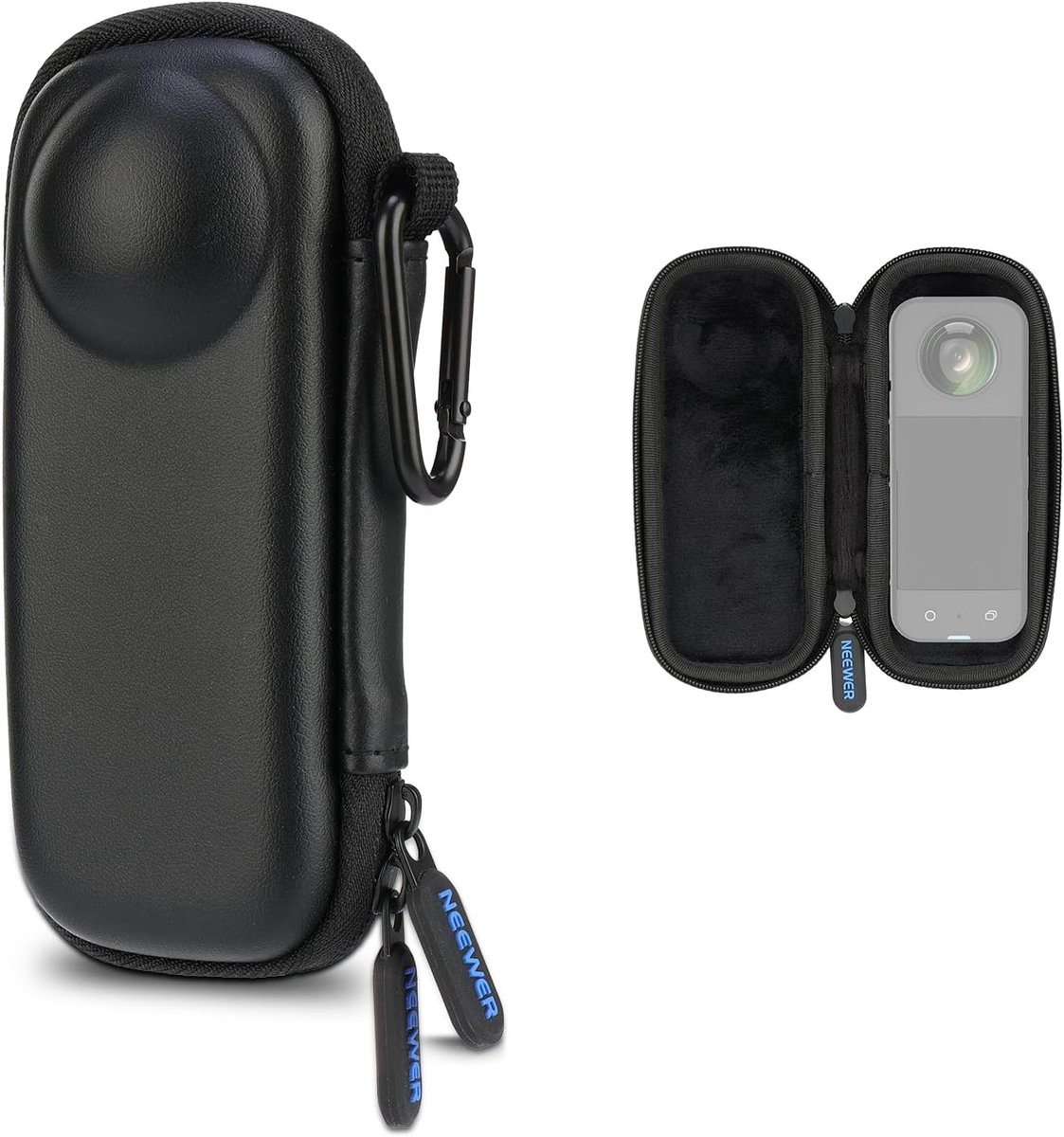 Basics Draagbare transporttas - compatibel met Insta 360 X5 - draagbare kleine harde schaal - opbergtas met karabijnhaak - Action Cam accessoires - compatibel met Insta360 X5 - PB032