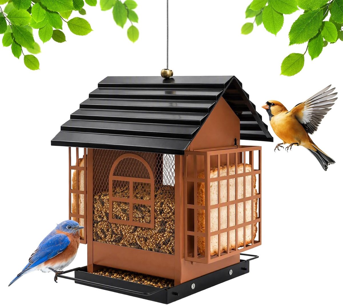 Weerbestendig hangend vogelhuisje, vogelvoederhuis met dak - Vogelvoederdispenser om op te hangen voor wilde vogels - ShopVlot