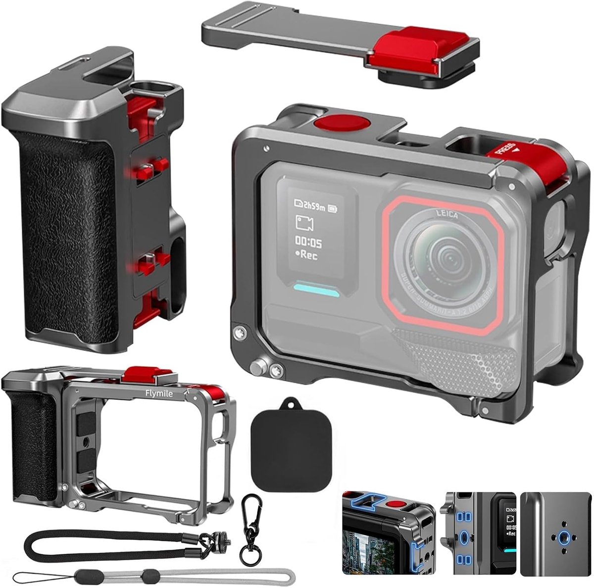 Xplorer Grip Kit for Insta360 Ace Pro 2, Metal Camera Cage, Horizontal Vertical Frame, Accessories for Insta360 Ace - ShopVlot