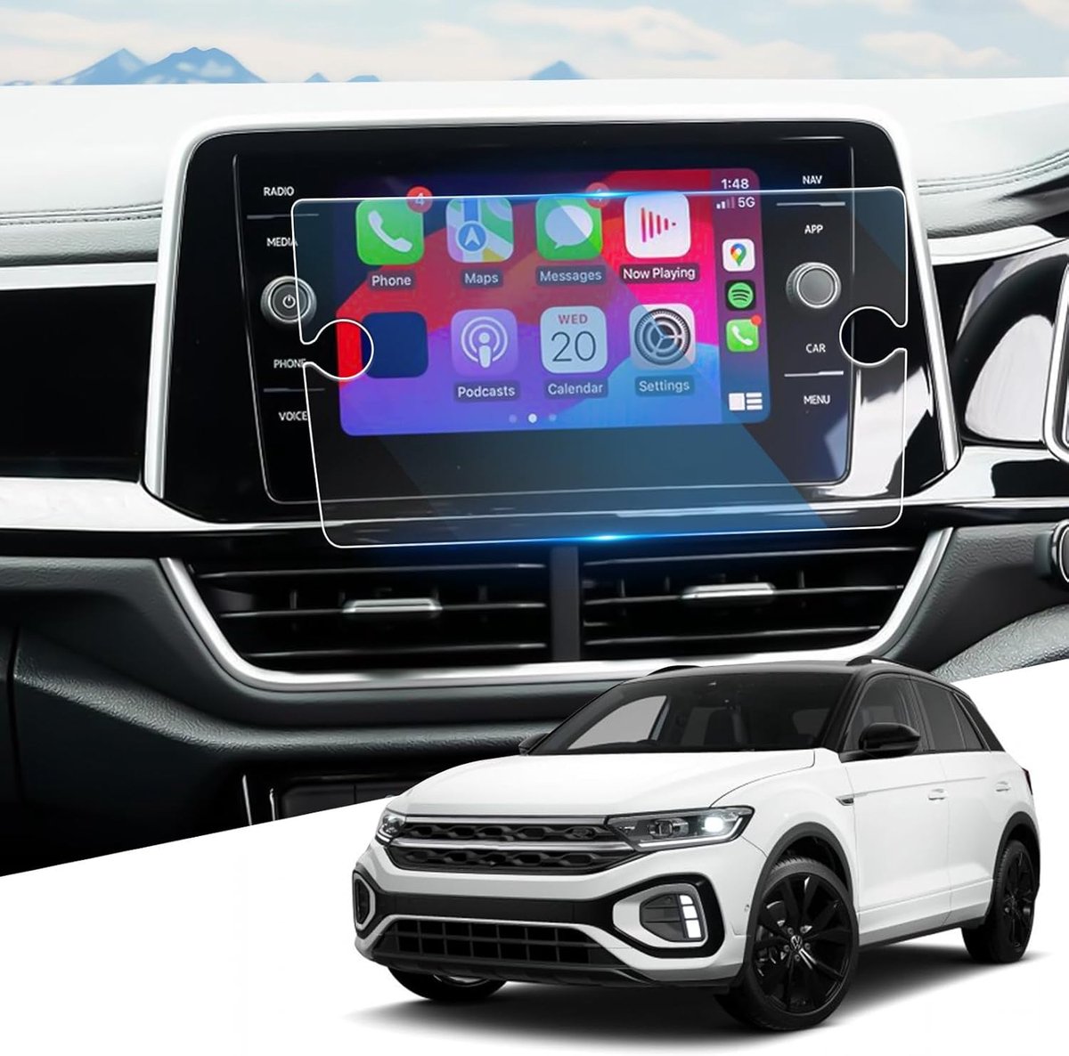 8 Inch Navigation Tempered Glass Screen Protector for V-W T*ROC 2019-2023 2024 (Discover Media), GPS Navigation Screen - ShopVlot