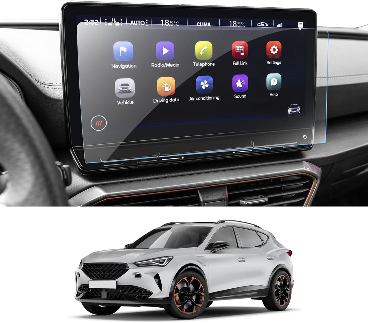 Navigation Protective Film 12 Inch For Cuprα Formentor 2021 2022 2023 2024/ New Cuprα Leon 2023 2024, Tempered Glass - ShopVlot