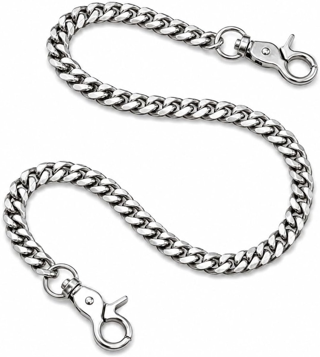 YOGAZEN Portemonneeketting, broekketting 60 cm, punk broekketting, punk-portemonneeketting met karabijnhaak, metalen - ShopVlot