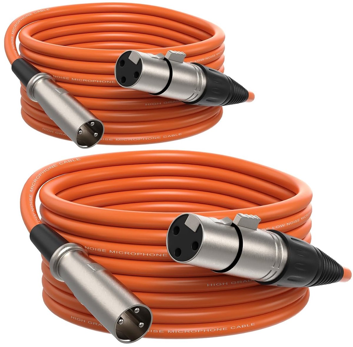 NearStream 2 stuks 2 m XLR-kabel (oranje) - Symmetrische XLR-microfoonkabel met OFC-kern voor microfoons, mixers - ShopVlot