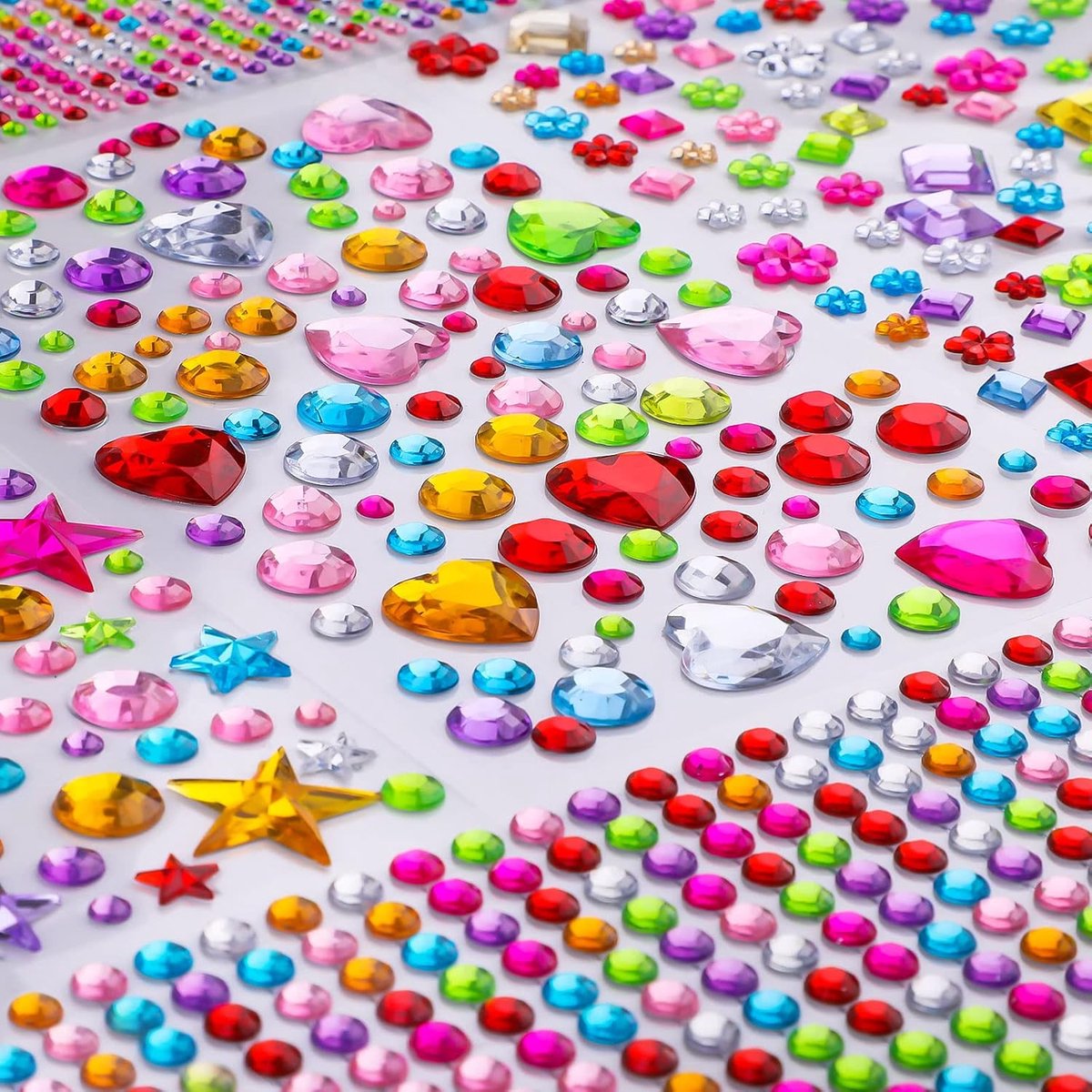 Pack of 1510 self-adhesive rhinestones, self-adhesive rhinestone stickers, rhinestone stickers, various sizes - ShopVlot