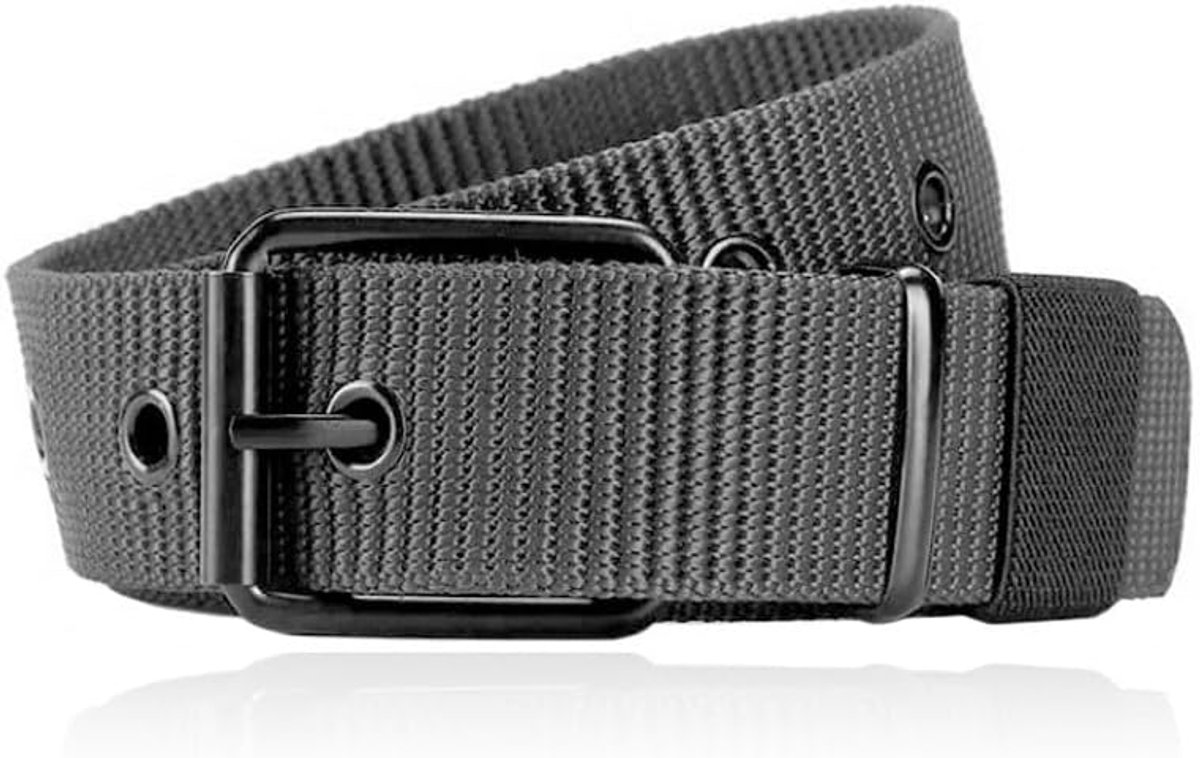 Patterned Canvas Belt in Grey - Men 120 cm - ShopVlot