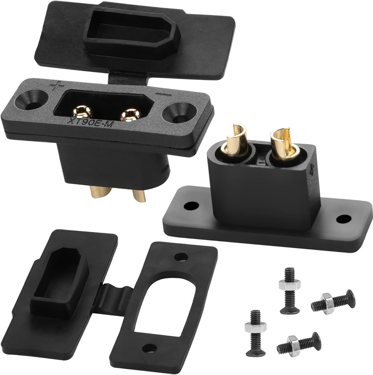 QIANRENON XT90 Male Fixed Mounting Soldering Connector Gold Plated Connector XT90E-M Panel Mounting Solder Adapter - ShopVlot