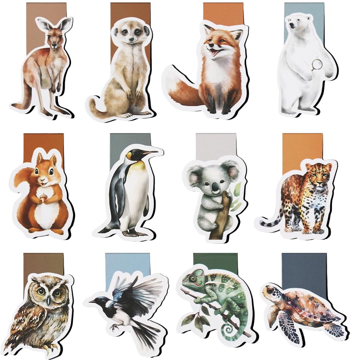 12 stuks magnetische bladwijzers voor kinderen, schattige magnetische boekenleggers, dieren, magnetische bladwijzers - ShopVlot