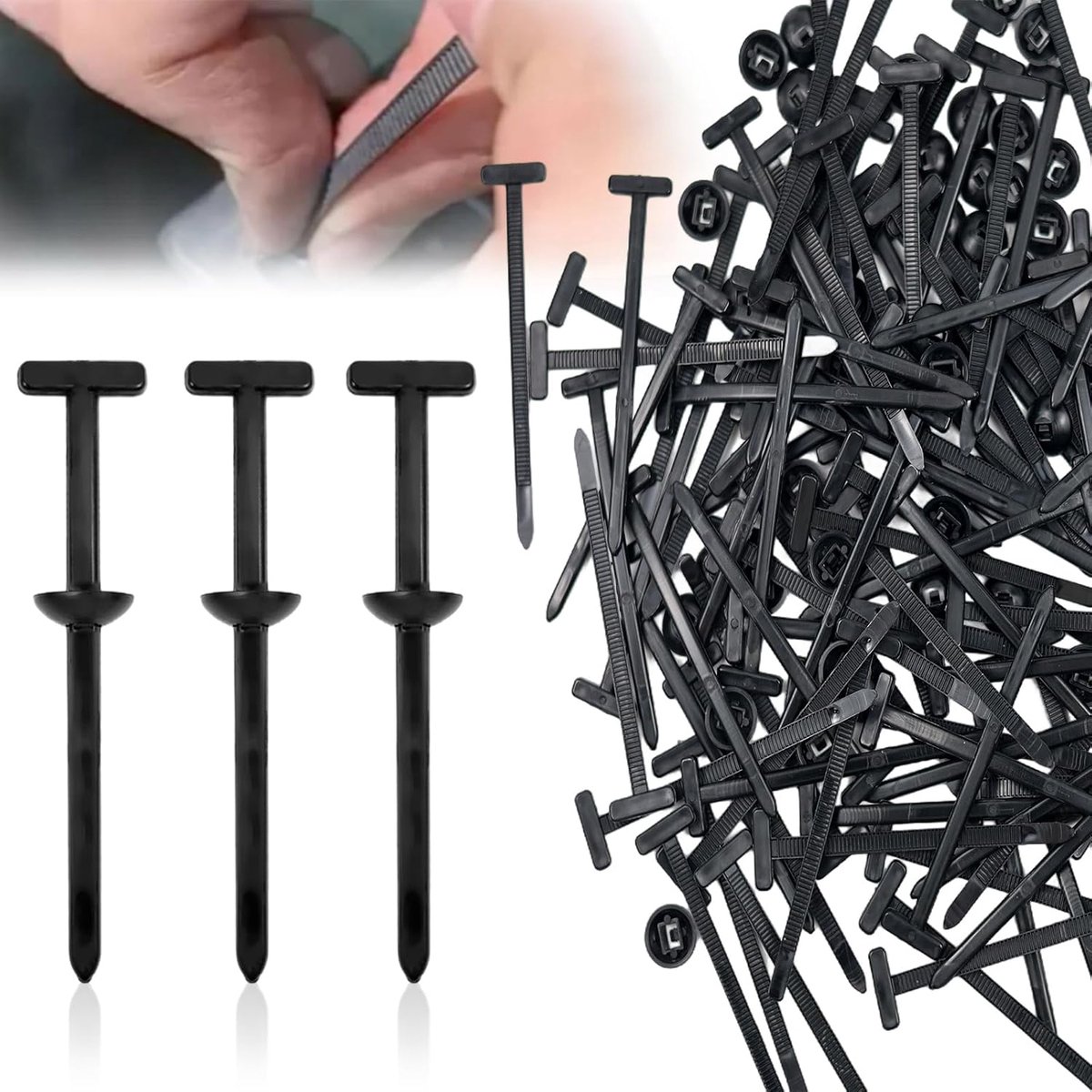 SI SEN 100pcs Black Nylon Universal Strap Clasp, Heavy Duty Self Lock, Nylon Cable Tire, Multifunctional Tool for Car - ShopVlot