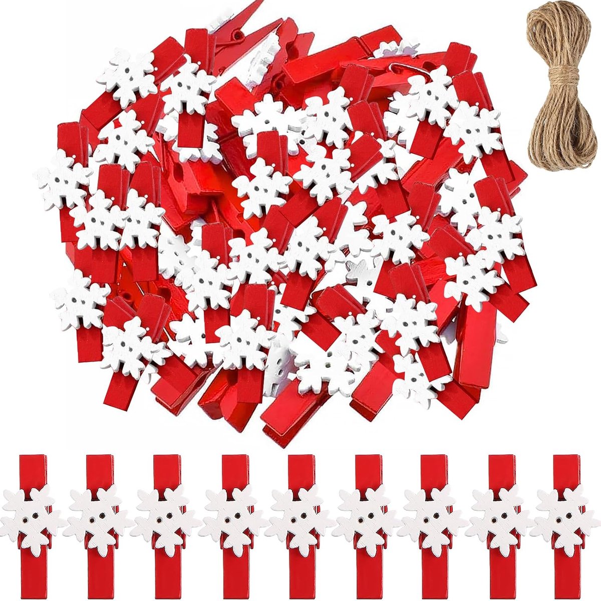 Pack of 50 Wooden Mini Christmas Clips, Christmas Clips, Christmas Clips, Christmas Clips, Photo Clips, Wooden - ShopVlot