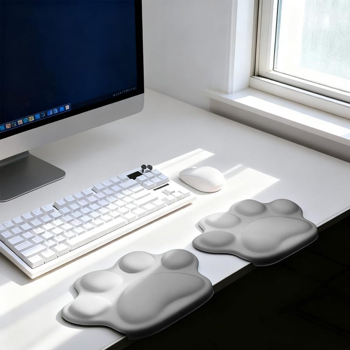 Armrest Desk 2 Pcs L Shape Desk Wrist Elbow Rest Ergonomic Non-Slip Armrest Pad Desk Edge for Home Office Gaming - ShopVlot