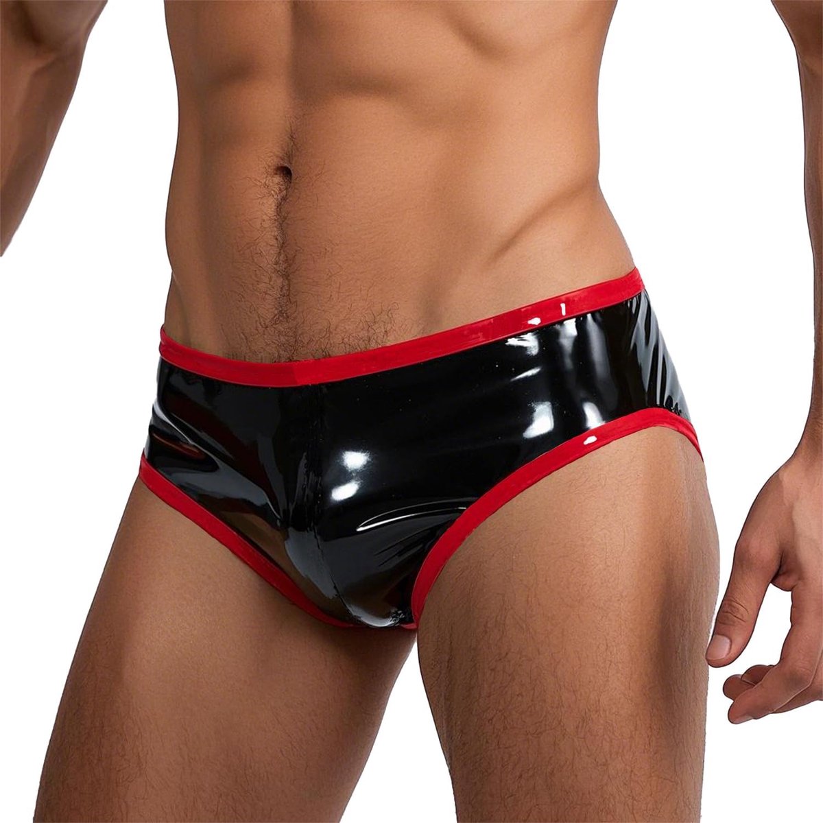 Black Latex Thong with Red Edge,Handmade Latex Underwear for Men,Suitable for Rubber Party Costumes - ShopVlot