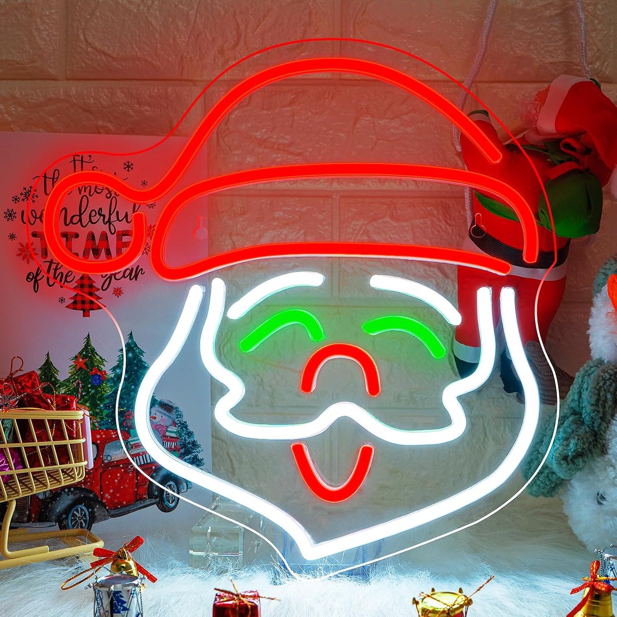 LED Santa Claus Neon Sign Acrylic Wall USB Unique Night Light for Christmas Party Decorations Party Sign - ShopVlot