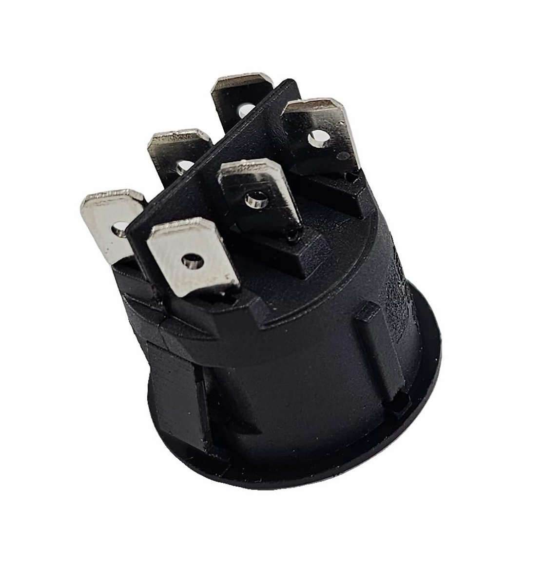Round toggle switch, 6-pin 250 V 6A, ON-OFF-ON, red rocker without lights - ShopVlot