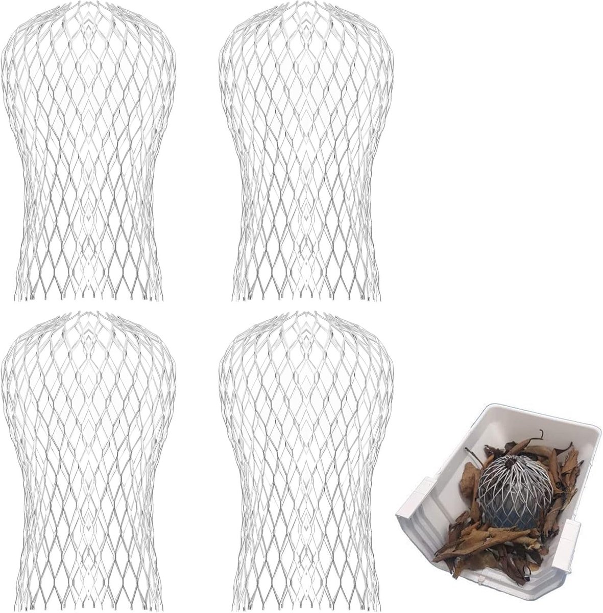 Gutter Dew Tube Protector,4pcs Aluminum Tube Filter Mesh Gutter Guards Expandable Leaf Trainer Gutter Guard Films Tube - ShopVlot