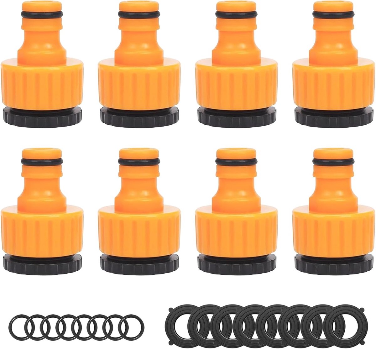 Pack of 8 Tap Connector, 2-in-1 Tap Adapter with 1/2 Inch and 3/4 Inch BSP Thread, ABS Plastic, Hose Connector for - ShopVlot