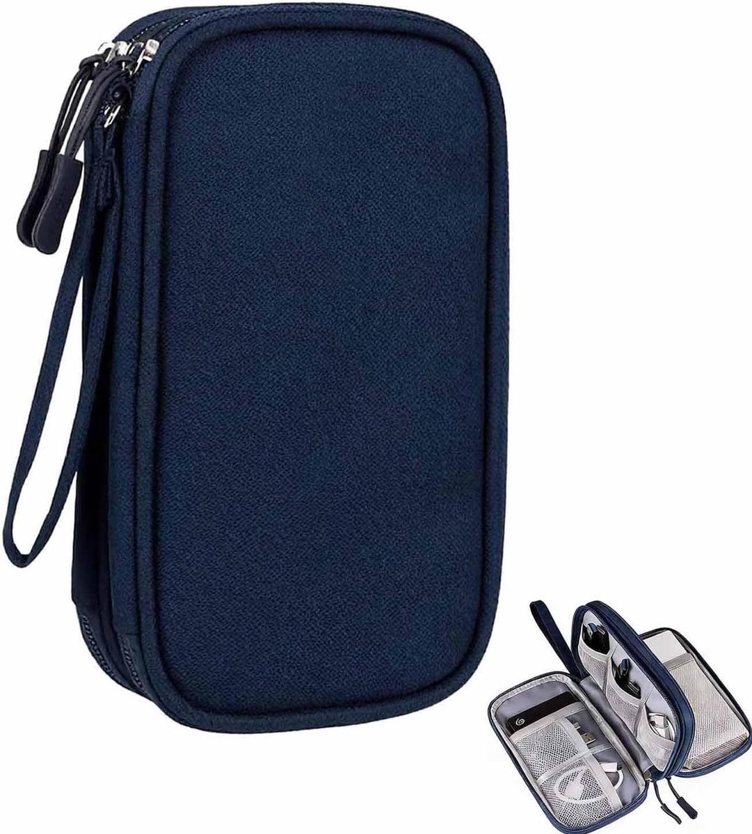 Kabeltas - Cyaan - 19 x 11 x 5.5 cm - Waterdichte Elektronica Organizer - Voor Kabels en Accessoires