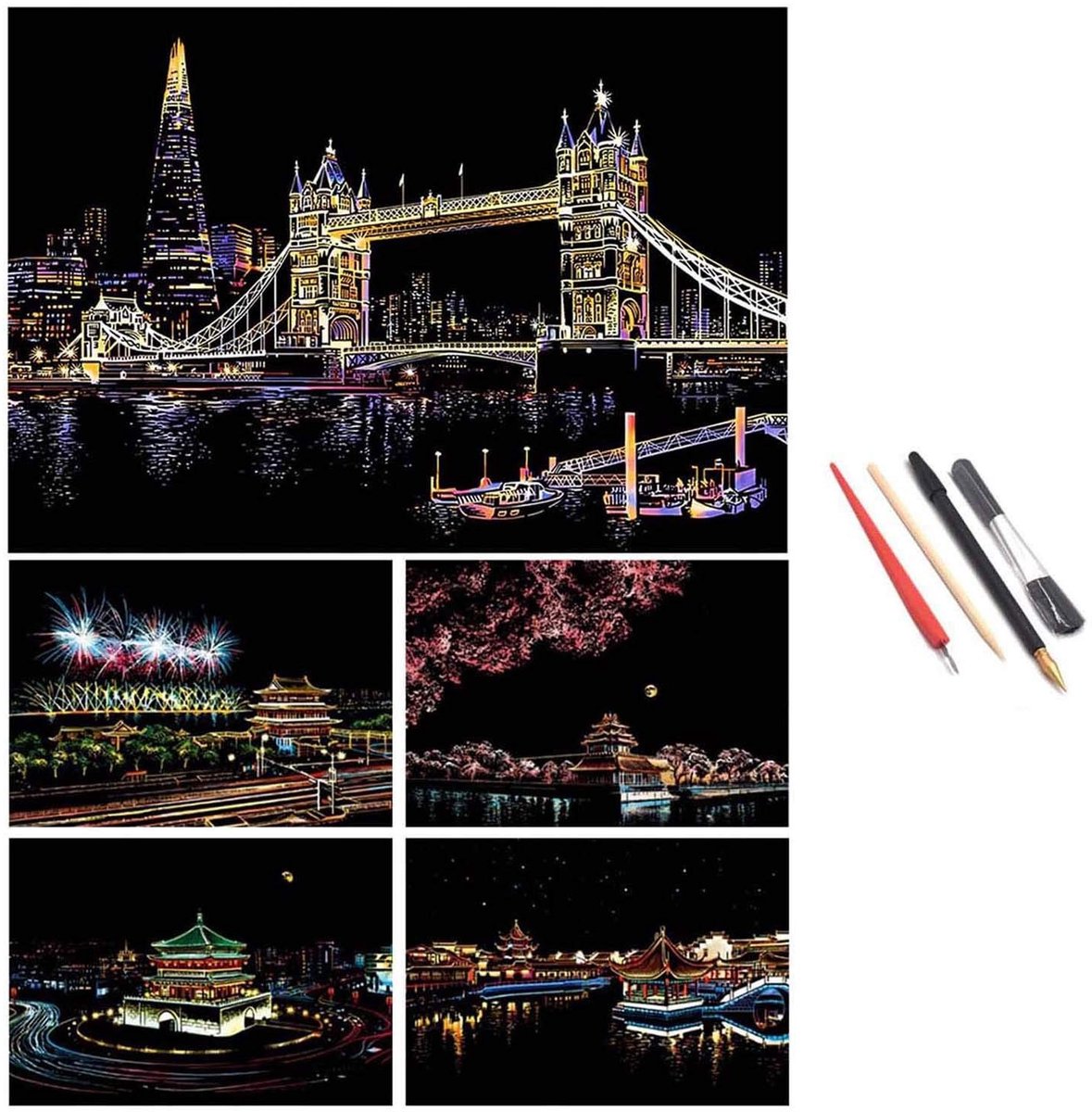 Solidchoice - Scratch Art Set voor Volwassenen en Kinderen - Creatieve Schraper Folie Kunst