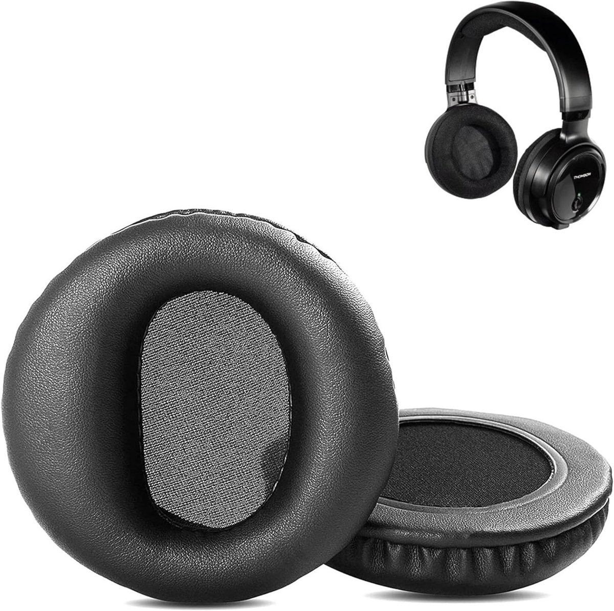 Ear Pads Compatible with Thomson WHP3001BK Headphones Ear Pads Replacement Cushion (Protein Leather/Memory Foam) - ShopVlot