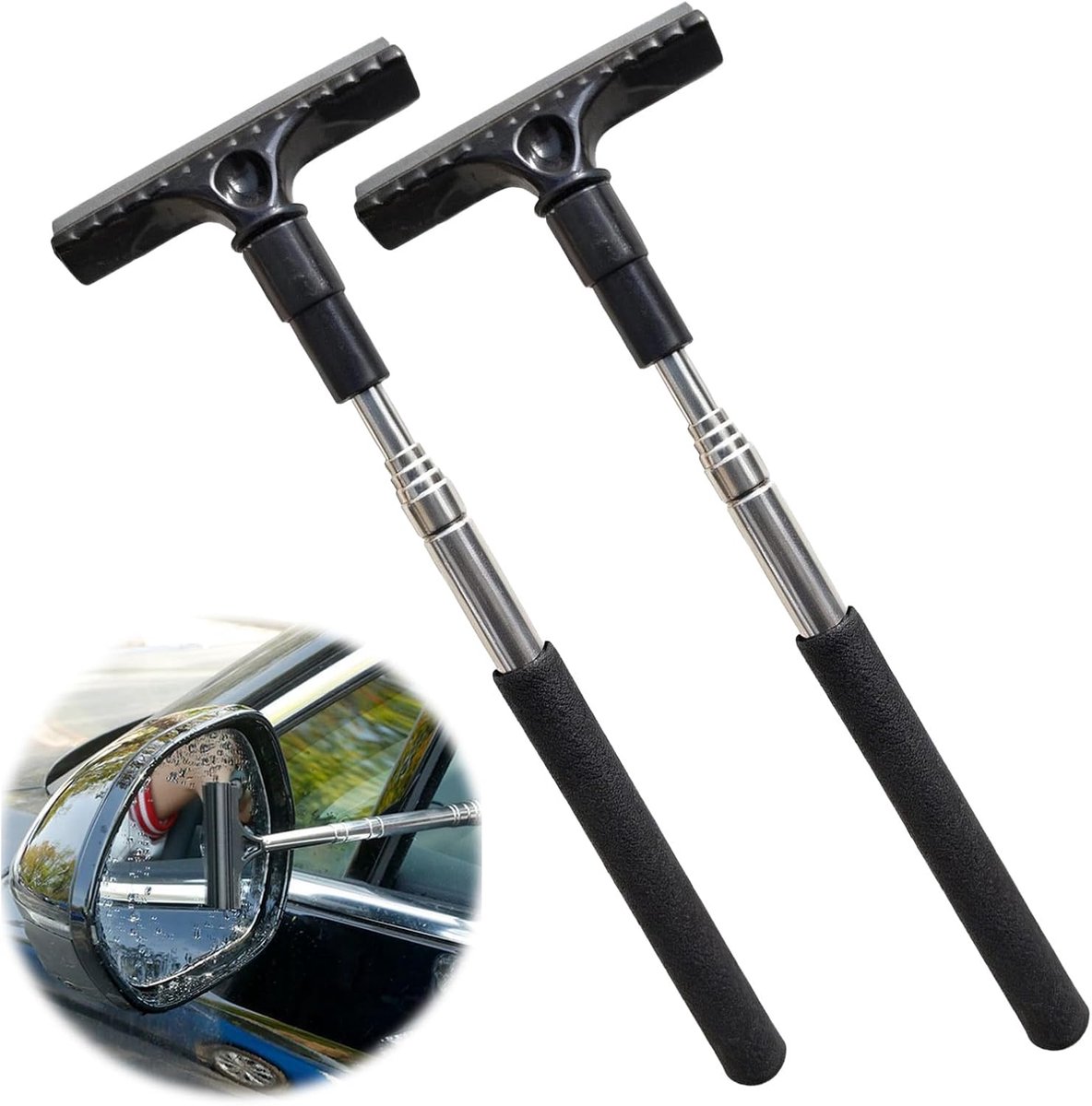 Autospiegelwissers, 2 stuks, uitschuifbare autospiegelwissers tot 102 cm, autoruitenwisser voor zijspiegels - ShopVlot