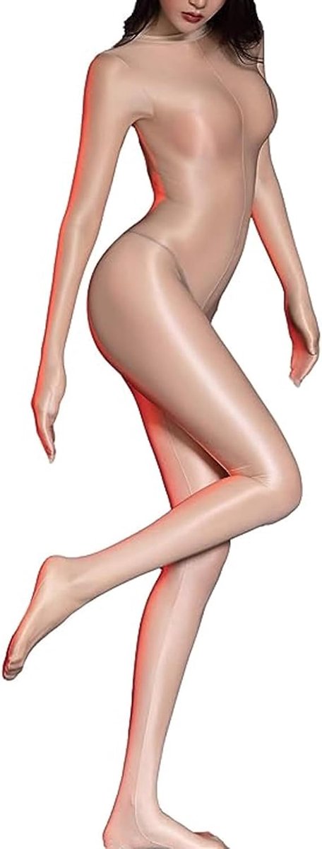 RUIBAVYA Women's Nylon Bodystocking Hooded Bodystocking Sexy Shiny Transparent Plus Size - ShopVlot