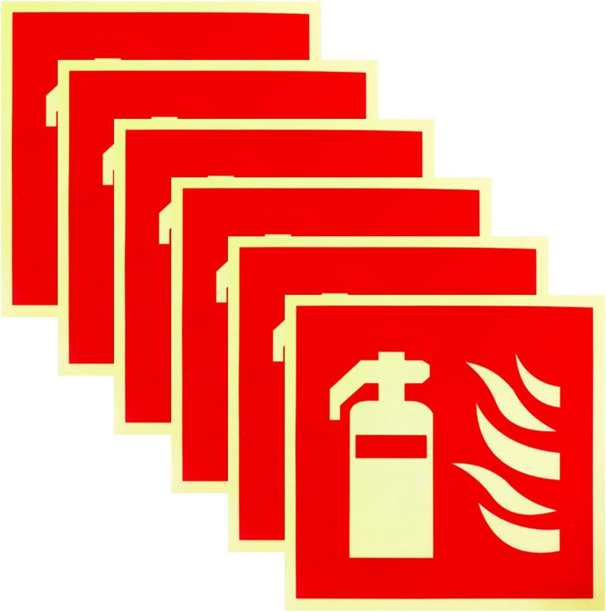 6 stuks pvc-brandblussermarkering, 15 x 15 cm, zelfklevende veiligheidsmarkeringen voor thuis, kantoor en industriële - ShopVlot