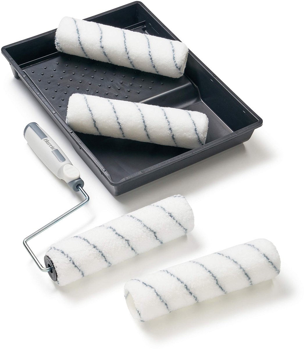 Verfroller Set voor Muren en Plafonds - 9 inch Schilderroller met Frame en 4 Middelhoge Poolhoezen - Professionele Roller Set voor Glad en Efficiënt Schilderwerk - Geschikt voor Renovatie, Binnenmuren en Plafonds