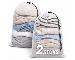 BOTC Waszakken - 60*90cm Waszak Groot - Set van 2 - Waszak Wasmachine - Laundry bag - Waszakken -Wit