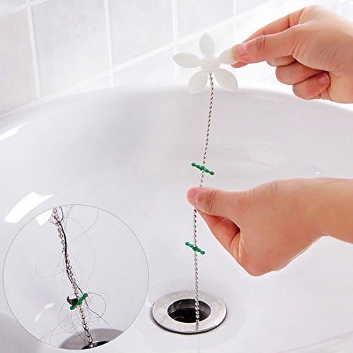 Bathtub Drain Chain Hair Clean Bathroom Shower Chain Hair Cleaner - 2 Pcs - INTERKITCHEN© - ShopVlot