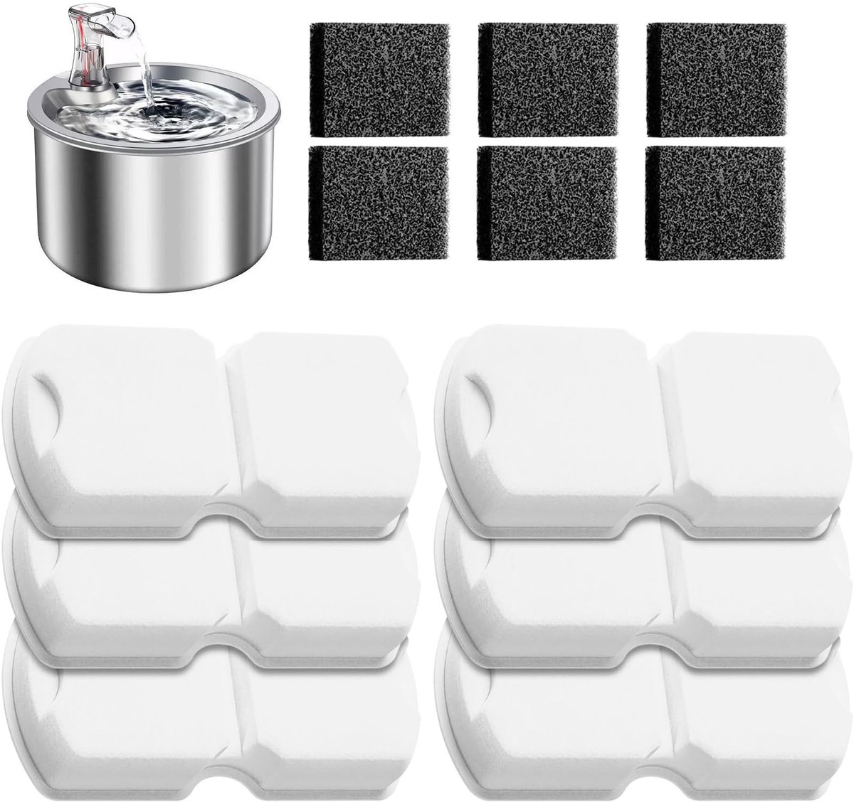 Solidchoice - Roestvrijstalen Waterfontein voor Katten met 12 Filters
