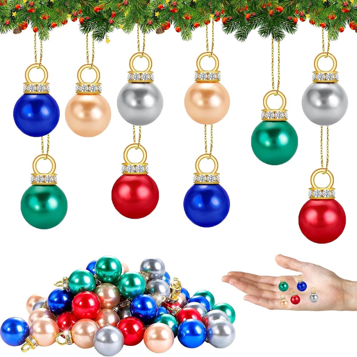 Mini kerstballen 100 stuks - kleurrijk - decoratief - voor sfeervolle kerstboomversiering - ShopVlot