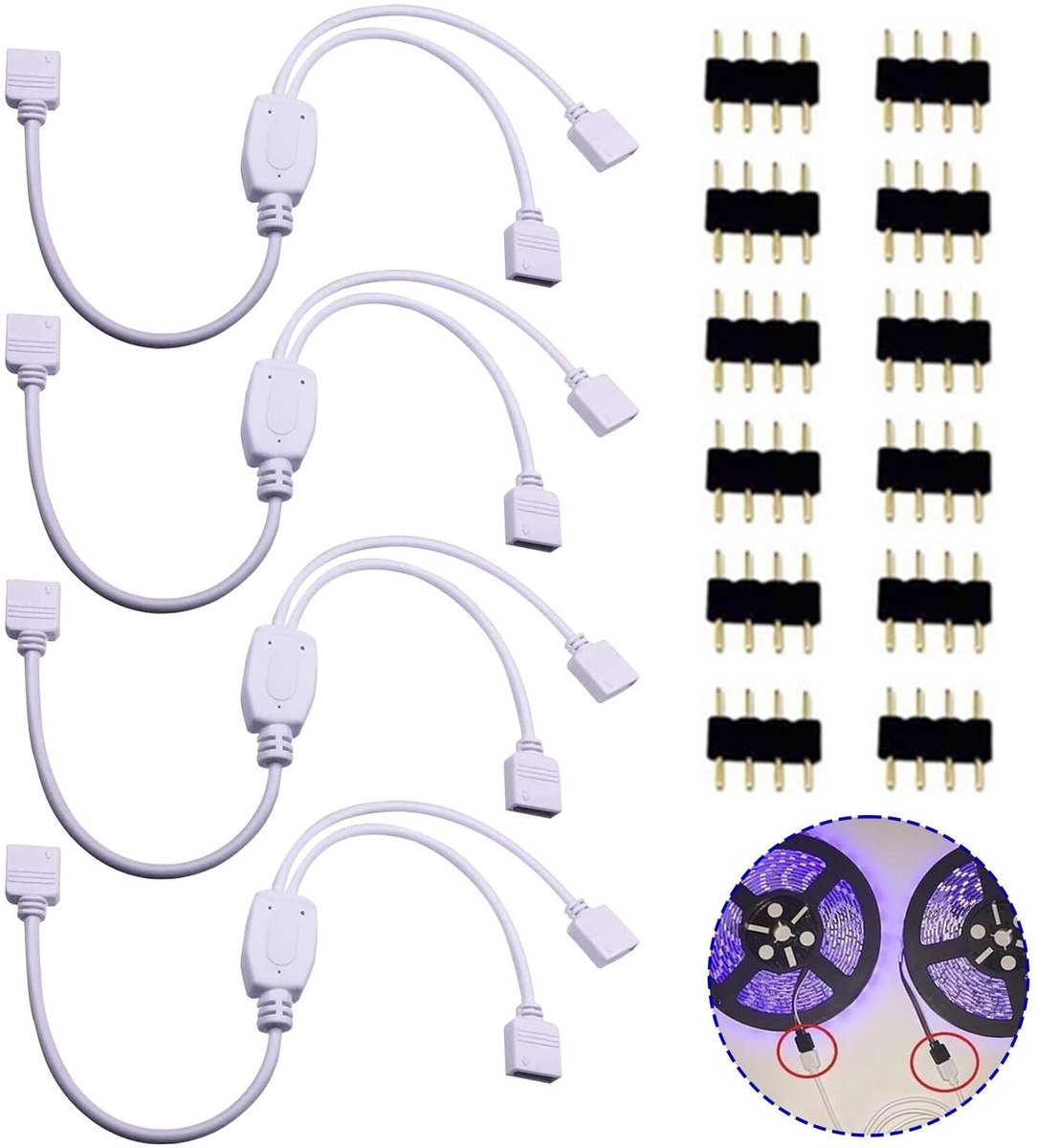 Solidchoice - Set van 4 RGB LED Strip Splitter Kabels