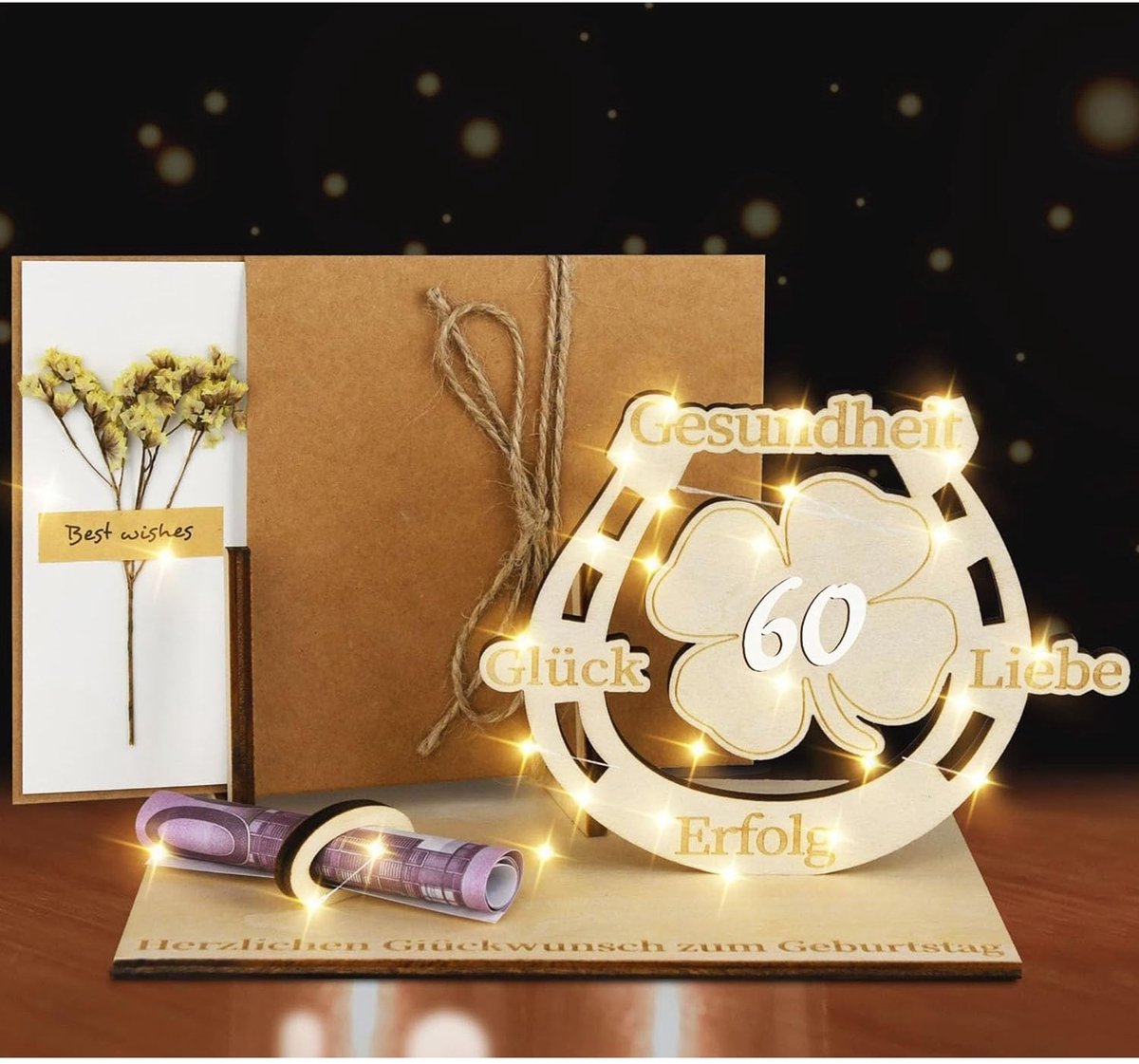Solidchoice - 60e Verjaardag Decoratie Set met Houten Gastenboek