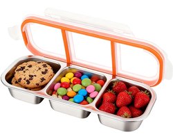 Solidchoice - Snackdoos met 3 Compartimenten van Roestvrij Staal