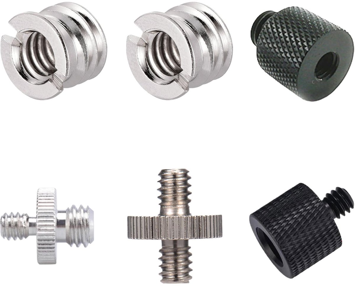 Statief Adapter Set - Schroefdraad Adapter - Camera Montage - Metalen Constructie - 6 Stuks - Zilver