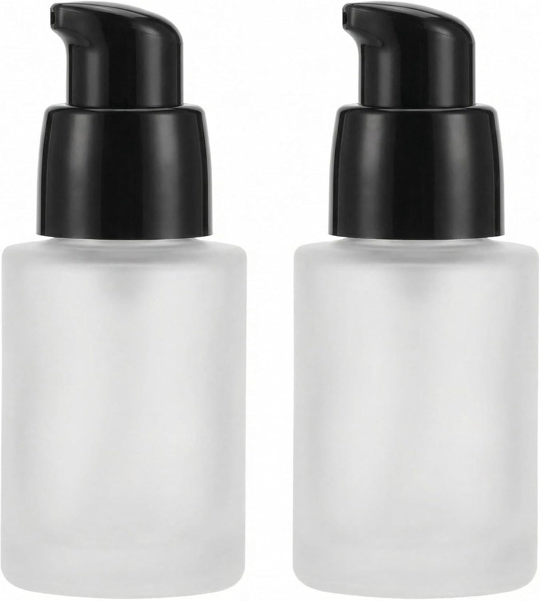 Lege glazen pompflessen 30 ml - luxe design - met zwarte stofkap - ideaal voor cosmetica - ShopVlot