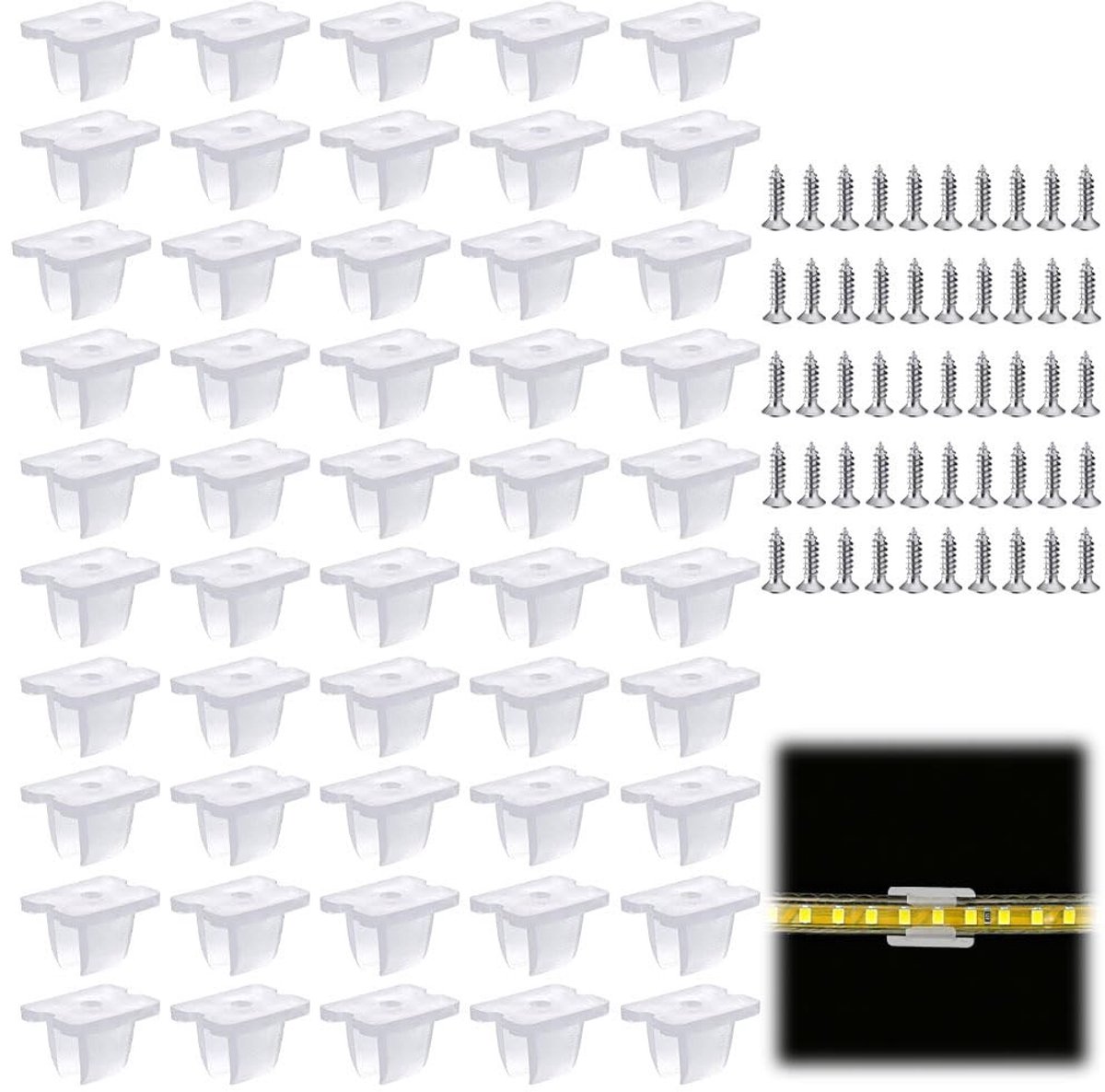 Solidchoice - Set van 50 Waterdichte LED Striphouders voor 5-6 mm Verlichting