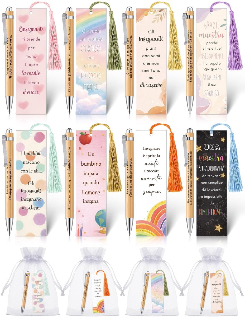 Solidchoice - Set van 24 Bedankjes voor Leraren met Pennen en Boekenleggers