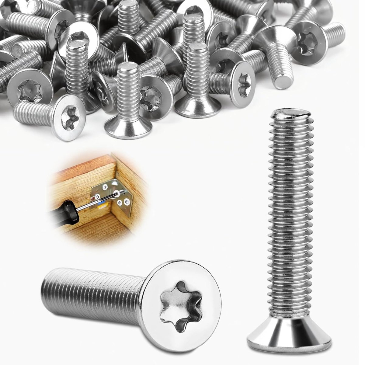 Countersunk schroeven 35mm - RVS 304 - Torx met hex socket - Perfect voor hout en meubels - ShopVlot