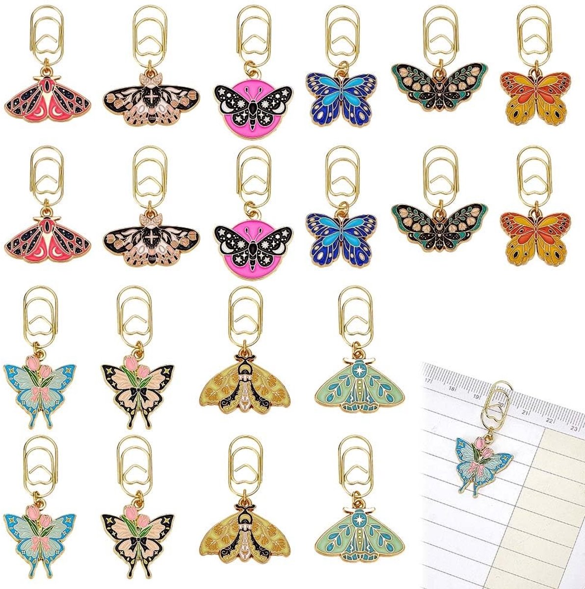 Solidchoice - Set van 20 Papieren Vlinderclips in 10 Stijlen