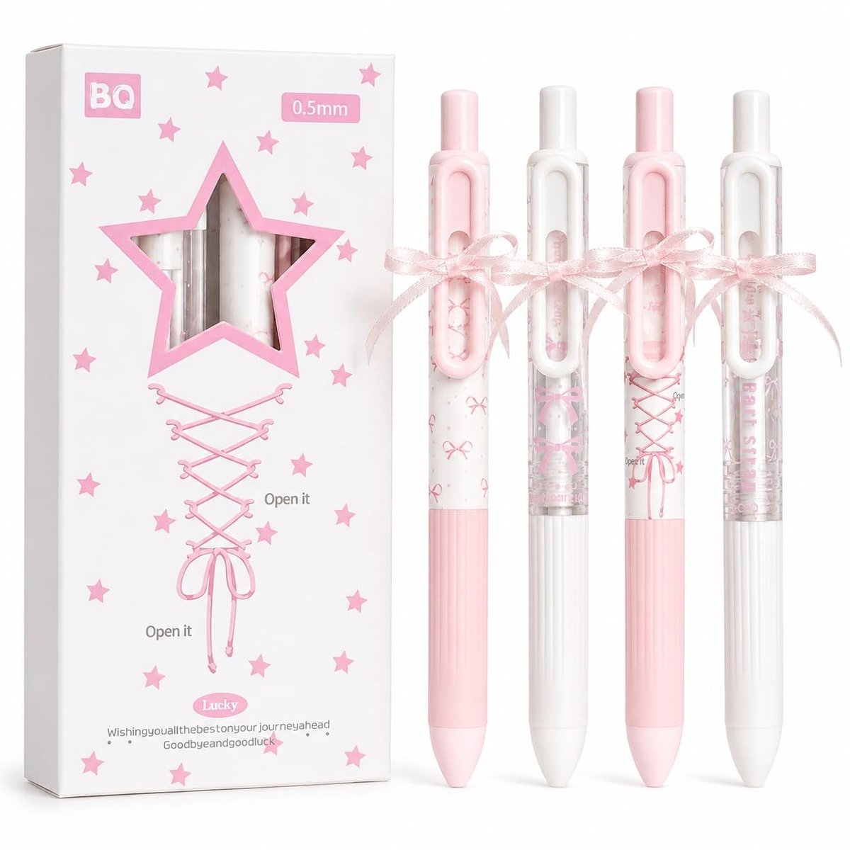 Solidchoice - Set van 4 Cute Kawaii Gelpennen met Boog