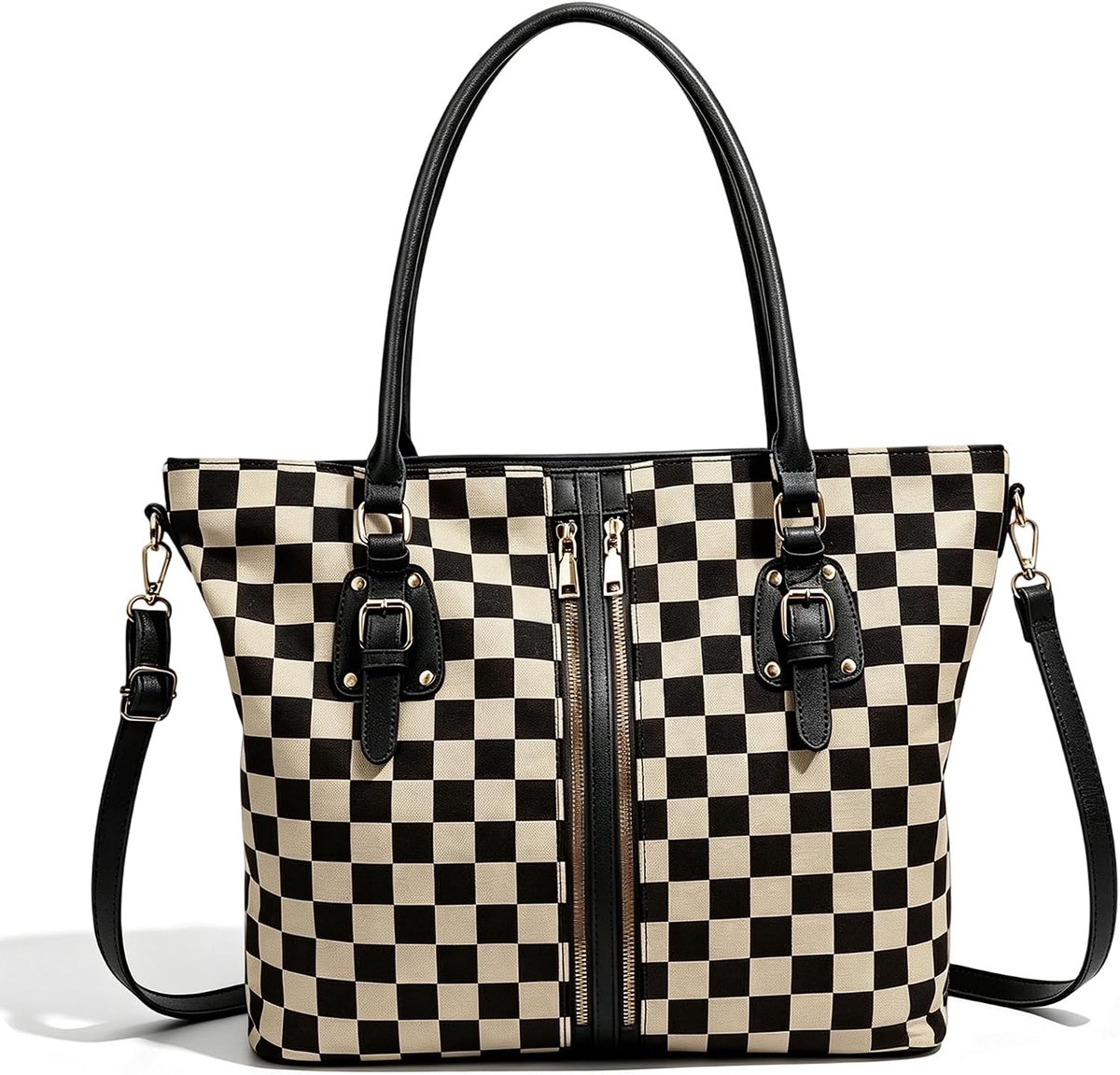 Schoudertas dames - grote shopper tas - geruite design - PU leer - dagelijkse gebruik kantoor - ShopVlot
