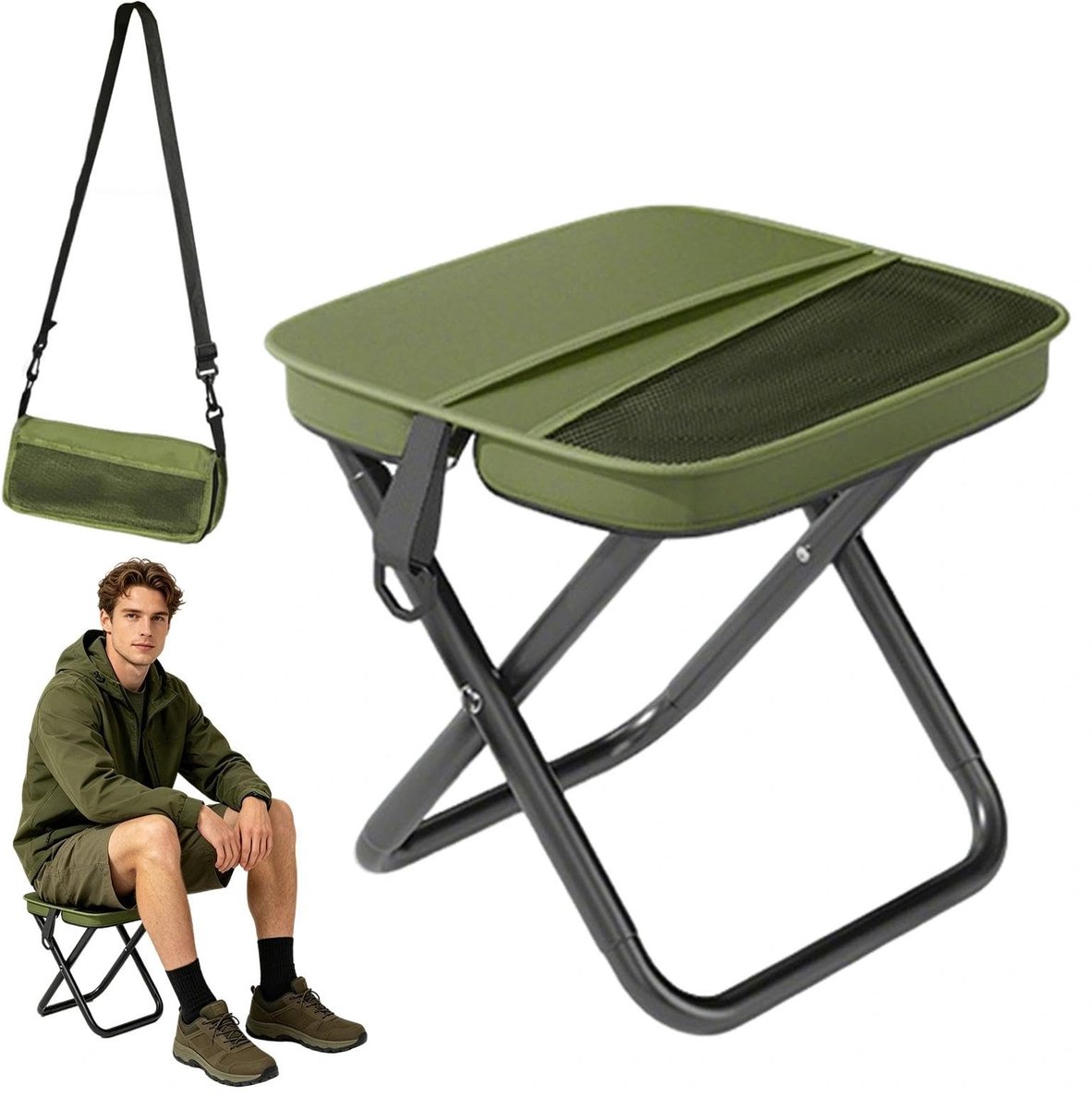Solidchoice - Opvouwbare Campingstoel met Schouderband, Draagcapaciteit 100 kg