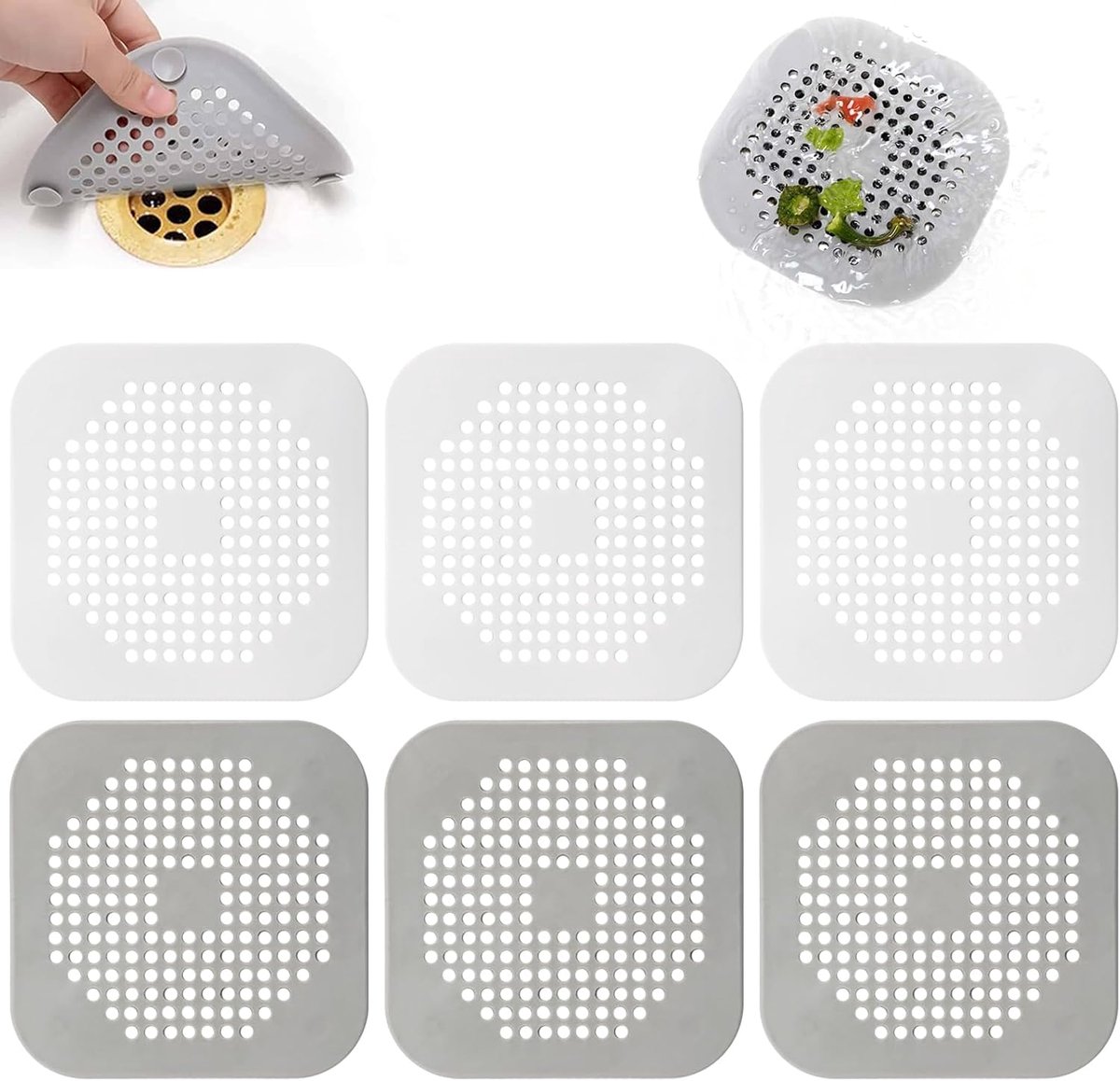 Afvoerbescherming haarfilter 6 stuks - universeel met zuignap - voorkomt verstopping - ideaal voor douche en keuken - ShopVlot