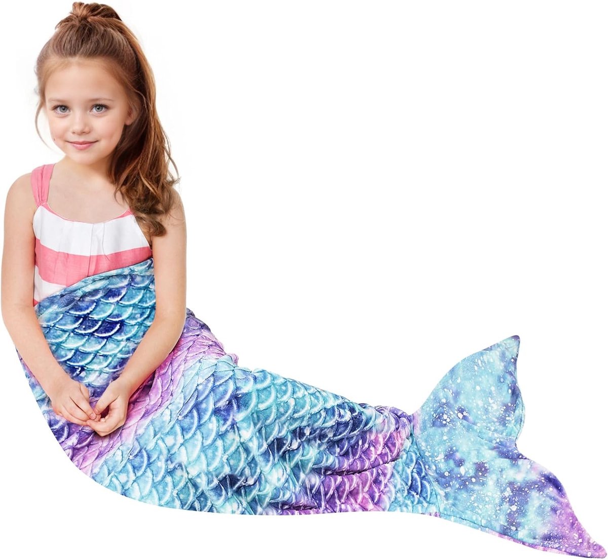 Zeemeerminstaart Deken - Paars/blauwe staart - 114 x 41 cm - 100% Polyester - Voor Meisjes