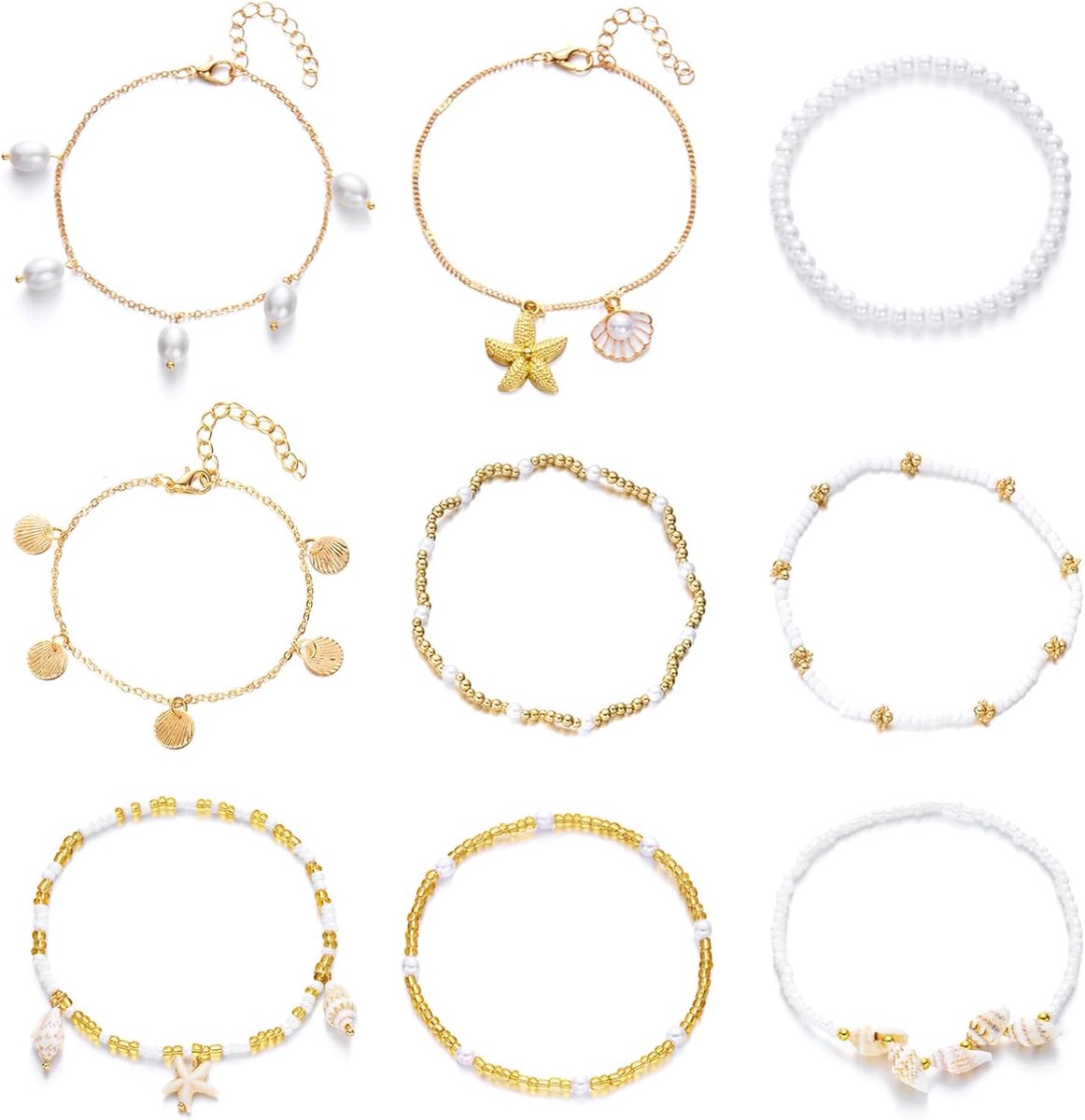 Enkelbandjes voor vrouwen - elastisch verstelbaar - stervormig - perfect voor zomerfeesten - ShopVlot