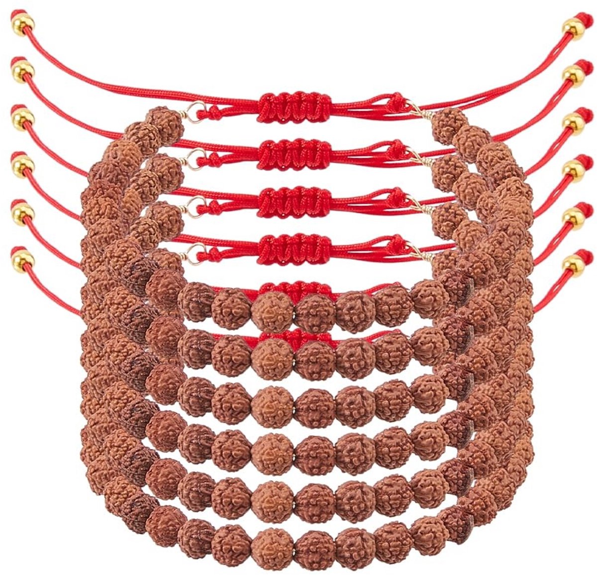 Solidchoice - 6 Stuks Rudraksha Kralenarmband voor Meditatie en Yoga