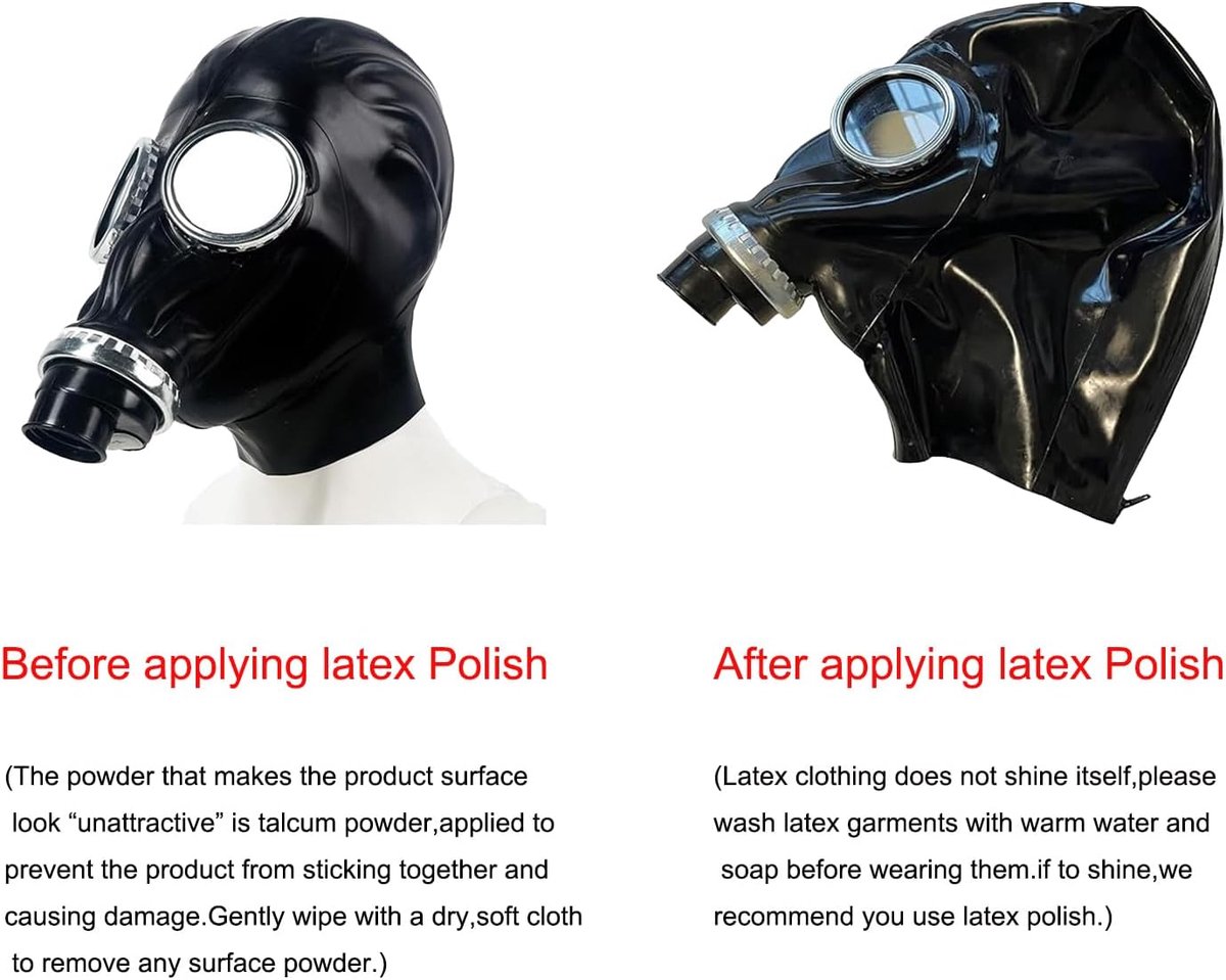 Gasmasker - Volledige gezichtsbedekking - Latex zwart - Handgemaakt met rits achterzijde - Ideaal voor cosplay - ShopVlot