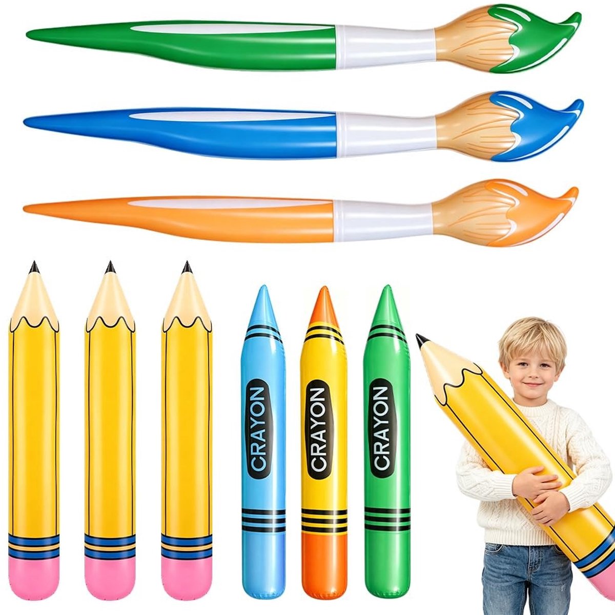 Solidchoice - Set van 4 Opblaasbare Decoratieve Ballonnen in Potloodvorm