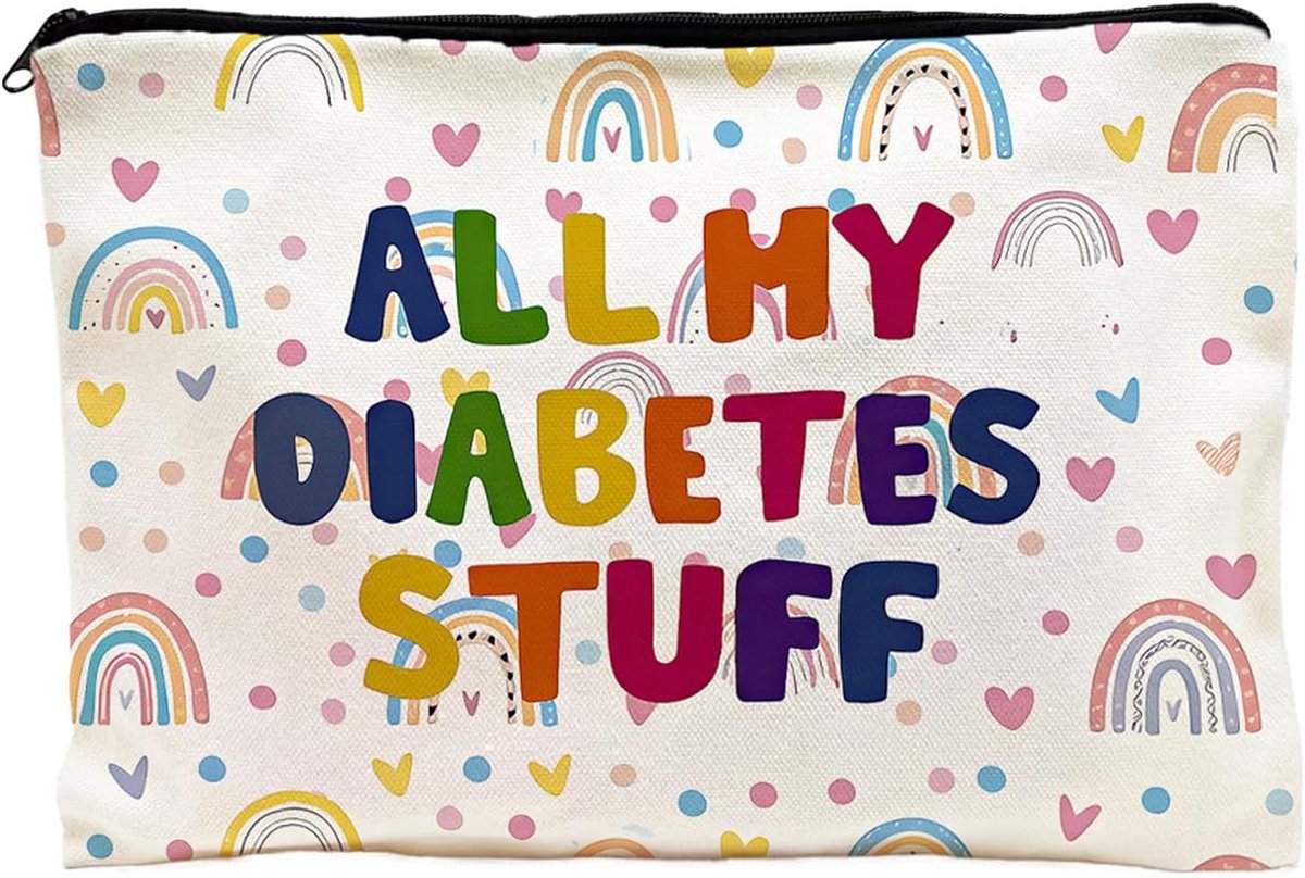 Diabetes reistas - 17cm x 24cm - Canvas met gekleurd brief ontwerp - Grappige make-up tas voor onderweg - ShopVlot